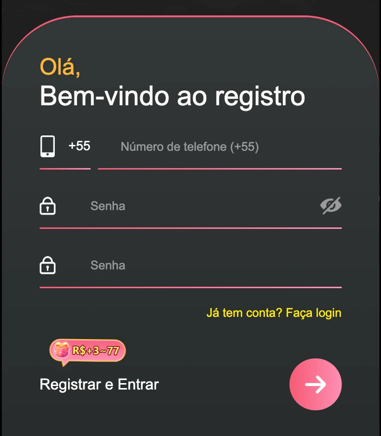 Tela de registro no 571BET cassino